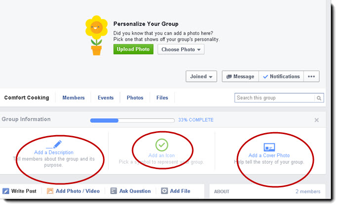 Personalize Facebook Group